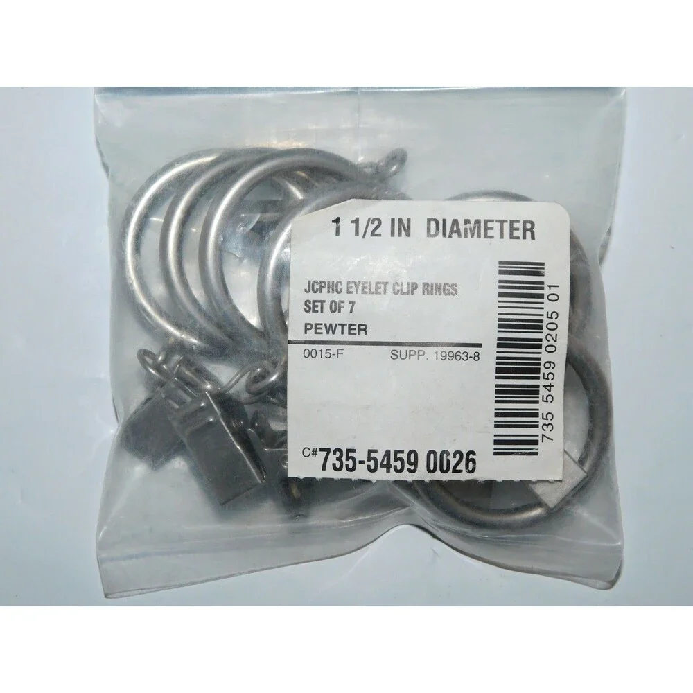 JCPenney home collection Pewter Clip Rings (1 Package / 8 Rings total)